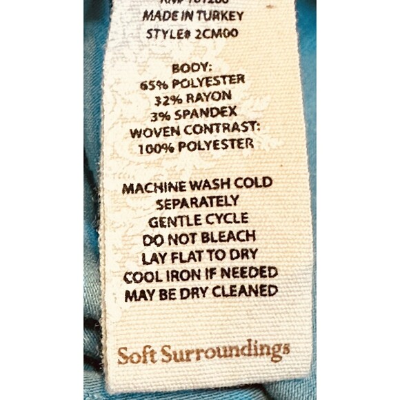 Soft Surroundings Women Size L Touch Of Sheer Aqua Sea Long Sleeve Tunic Boho - Picture 11 of 11